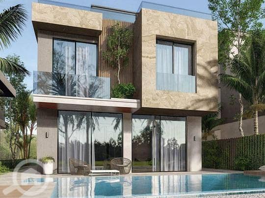 A luxury villa with a small area of ​​267 square meters, direct to the pyramids, in a very distinctive compound