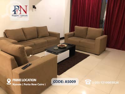 2 Bedroom Duplex for Rent in New Cairo, Cairo - "Duplex 143 m2 for Rent in Nyoum ( Porto New Cairo ) - New Cairo, -Fully furnished with ACs - Elevator -24 hours security -Overlooking lakes. "