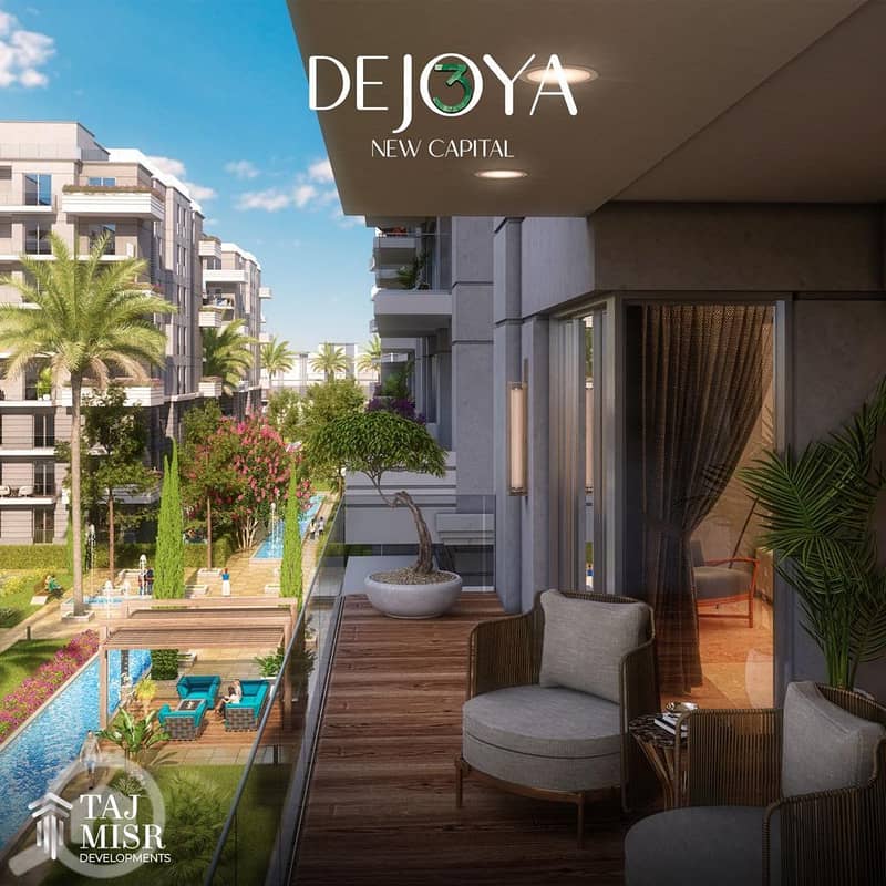 شقة مميزة للبيع 104م في كمبوند De Joya New Capital بمقدم 15% فقط