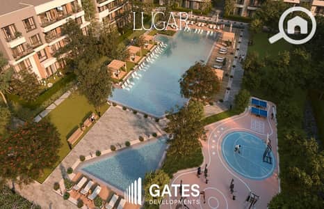 فلیٹ 3 غرف نوم للبيع في الشيخ زايد، الجيزة - Gates Developments - Lugar - Bird eye - pool. jpg