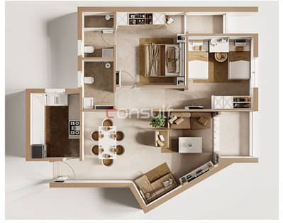 2 Bedroom Apartment for Sale in Sheikh Zayed, Giza - floor plan. png