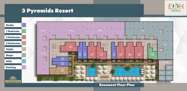 شاليه 1 غرفة نوم للبيع في الغردقة، البحر الأحمر - 01- Basement Floor Plan. jpg