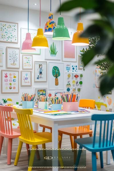 عقارات تجارية اخرى  للبيع في القاهرة الجديدة، القاهرة - Upgrade Your Bonus Room with This Inspiring Art Area for Kids & Teens. jpeg