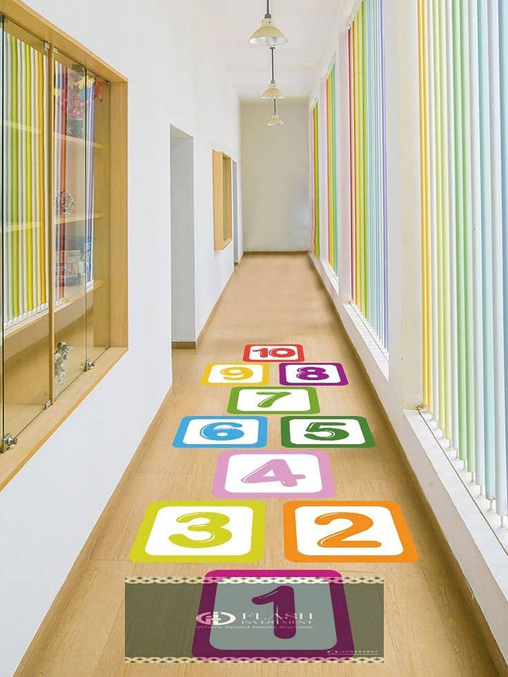 6 1set Kids Digital Graphic Floor Sticker, Cartoon PVC Number Print Floor Game Sticker For Household. jpeg